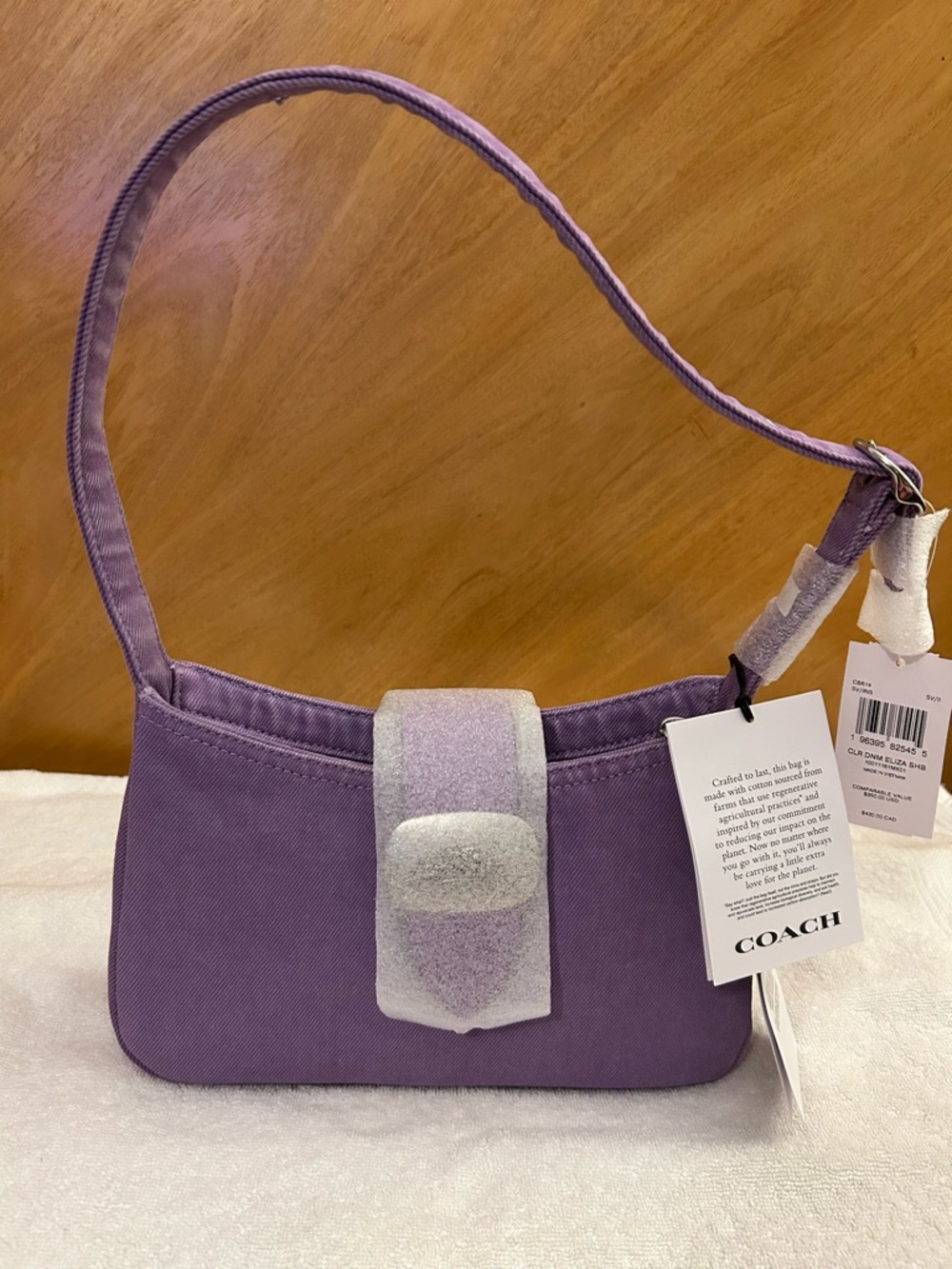 NWT COACH Eliza Shoulder Bag in Iris Purple Denim - Picture 4 of 8